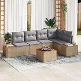 vidaXL 6-dijelni vrtni sofa set s jastučićima Bež Poli Ratan Akacija Cijene