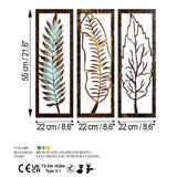 WALLXPERT Set zidnih ukrasa Leaf 35, 55x22x1,5 cm, 1,5 mm, 3 komada, Šareni | Eponuda.ba