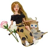  Lutka za igru Emily s dugom kosom i haljinom s crnim točkama - 30 cm | Shoptok.si