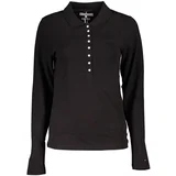 WOMEN'S LONG SLEEVE POLO SHIRT BLACK