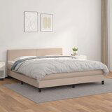  Box spring postelja z vzmetnico kapučino 160x200cm umetno usnje, (20893475) | Shoptok.si