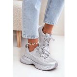 Boto Women's Sneakers Decorated with Rhinestones Silver Porrot | Shoptok.si