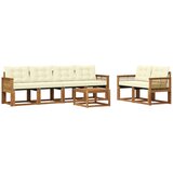 vidaXL Zunanja garnitura za sedenje z blazino 7 pcs Naravna in smetana, (5000270202) | Shoptok.si