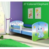  Dječji krevet ACMA s motivom, bočna plava 180x80 cm 27 Colored Elephant | shoptok.hr