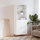 vidaXL Visoka omara bela 69,5x34x180 cm inženirski les Cene