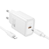 Hoco zidni punjač type c + kabl type c na lightning pd qc 30W N62 beli Cene
