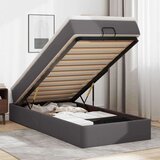 vidaXL Otomanski posteljni okvir z vzmetnico siv 90x200 cm um. usnje | Shoptok.si