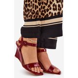 Boto Lacquered Women's Wedge Sandals Bordeaux Vliraya | ePonuda.com