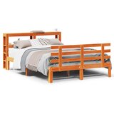 Maison Chic Posteljni okvir - Dvoposteljna postelja - Zakonska postelja z vzglavjem voščeno rjava 140x200 cm borovina, (21693525) Cene