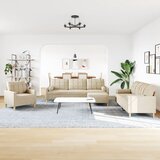  4-dijelni set sofa s tabureom i jastucima krem tkanina | shoptok.hr