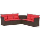  Set sofe 7 pcs Smeđa i crvena Poli Rattan i čelik Cene