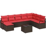  Set sofe s jastukom s pohranom 9 pcs Smeđa i crvena poliratan | shoptok.hr