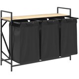  Košara za rublje s 3 pretinca i policom, boja hrasta Sonoma | Shoptok.si