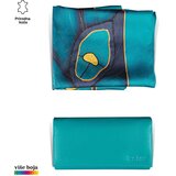 PRINC LEATHER Ženski poklon set ešarpa i novčanik, Tirkizni Cene