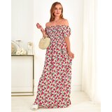 Resti Red and black women's maxi dress with floral print - Clothing | Shoptok.si