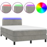 vidaXL Box spring postelja z vzmetnico LED svetlo siva 120x200cm žamet, (20725174) Cene