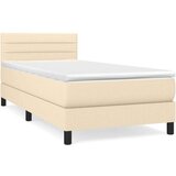  Okvir kreveta s oprugama i madrac krem 80x200 cm od tkanine | shoptok.hr