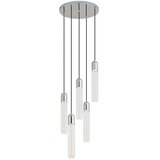 QAZQA Design hanglamp chroom met ribbelglas 5-lichts - Walcott Cene