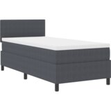 vidaXL Postelja s škatlastim vzmetnjakom z vzmetnico & LED Temno siva 80x200 cm Žametna tkanina | Shoptok.si