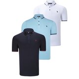 Dewberry TRIPLE SET T8586 MEN'S T-SHIRT-NAVY-WHITE-CYAN | shoptok.hr