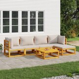 Maison Chic Seti vrtnega pohištva - Vrtna garnitura - Vrtni pohištvo set 6-delna svetlo sive blazine trden les, (21815414) | Shoptok.si