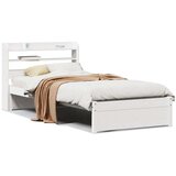 vidaXL Posteljni okvir z vzglavjem brez vzmetnice bel 100x200 cm | Shoptok.si