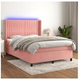 vidaXL Krevet box spring s madracem LED ružičasti 140x190cm baršunasti Cijene