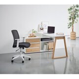 Stylife kotna pisalna miza leseni material bela, hrast artisan | Shoptok.si