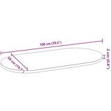 Stolna ploča svjetlosmeđa 100x50x2 cm ovalna masivna hrastovina | shoptok.hr