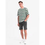 Ombre Men's shorts with elastic waistband and wash effect - grey Cijene