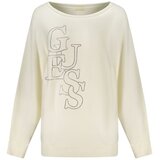 Guess Jeans ženski pulover sa širokim izrezom i cirkonima bijeli Cijene