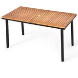  Vrtni stol, blagovaonski stol s rupom za suncobran, drvo akacije dim. 140 x 75 x 76 cm - prirodna. | shoptok.hr
