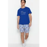 Trendyol Dark Blue Unisex Regular Fit Printed Pajamas Set