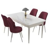 Hanah home Set Trpezarijski sto i 4 stolice Nile, bordo-bijela | Eponuda.ba