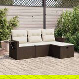 vidaXL 4-dijelni set vrtnih sofa od poliratana s jastucima smeđi | shoptok.hr