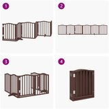 vidaXL Ograda za pse z vrati zložljiva 6panelov rjava 300cm topolovina | Shoptok.si