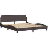  Postelja z vzmetnico temno rjava 180x200 cm blago | Shoptok.si