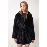  Women's Black Zipper Oversize Furry Plush Coat | Eponuda.ba