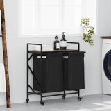  Košara za rublje s 2 pretinca i kotačićima, dimljena hrastovina | shoptok.hr