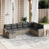 vidaXL 8-dijelni set vrtnih sofa od poliratana s jastucima svjetlosivi Cijene
