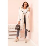 Kesi Włoski Women&#039;s quilted Plus Size vest with a hood, zip-up, light beige cene