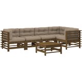 Maison Chic Seti vrtnega pohištva - Vrtna garnitura 6-delna z blazinami medeno rjava trden les, (21796533) | Shoptok.si