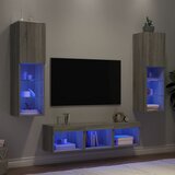  5-dijelni zidni TV elementi s LED svjetlima boja sivog hrasta Siva | shoptok.hr
