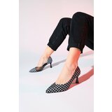 LuviShoes CHEVY Women's Black and White Patterned Transparent Heeled Shoes Cene