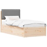 vidaXL Posteljni okvir z oblazinjenim vzglavjem Svetlo siva, (5000102018) | Shoptok.si