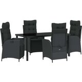 vidaXL Set od 5 komada vrtne blagovaonice Crni poli rattan | shoptok.hr