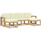 vidaXL Zunanja garnitura za sedenje 6 pcs Bela in krem Poliester, (5000281380) | Shoptok.si