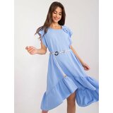 Fashion Hunters Light blue asymmetrical dress with ruffles cene