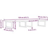  Zidna polica za Lavabo - Umivaonik od čelika i masivnog bagremovog drva - tamno smeđe i bijele boje 120 x 50 x 2 cm 1 Pravokutno | shoptok.hr