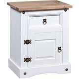 vidaXL Nočna omarica mehiška borovina Corona Range bela 53x39x66 cm, (20623860) Cene